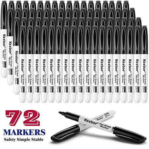 Product Cover Keebor Basic Fine Tip Dry Erase Markers Low Odor Black Whiteboard Markers, 72 Packs