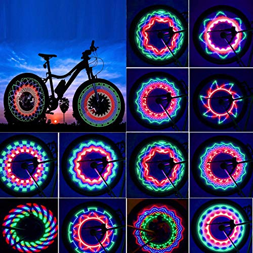 Product Cover TGJOR Bike Wheel Lights, LED Waterproof Bicycle Spoke Tire Light with 32-LED and 32pcs Changes Patterns Bicycle Rim Lights for Mountain Bike/Road Bikes/BMX Bike/Hybrid Bike/Folding Bike (2 Pack)