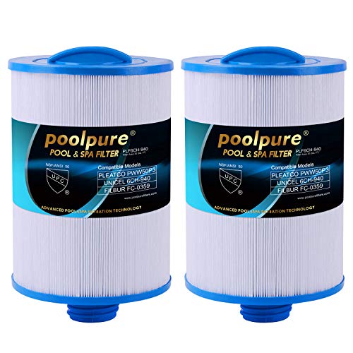 Product Cover POOLPURE Replacement for Waterway Front Access Skimmer, Pleatco PWW50P3, PWW50, Unicel 6CH-940, Waterway Plastics 817-0050, Filbur FC-0359, 25252, 378902, 03FIL1400 Spa Filter, 2 Pack