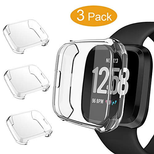 Product Cover 3 Packs Screen Protector Compatible Fitbit Versa Lite Edition, GHIJKL Ultra Slim Soft Full Cover Case for Fitbit Versa Lite Edition (Versa Lite: Clear, Clear, Clear)