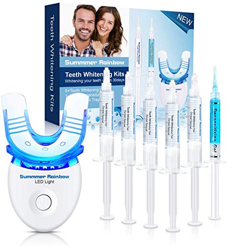 Product Cover Teeth Whitening, Teeth Whitener, Bright Teeth Whitening Kit with LED Light Mouth Tray, 5 Syringes of 5ml Professional 35% Carbamide Peroxide Tooth Whitening Gel