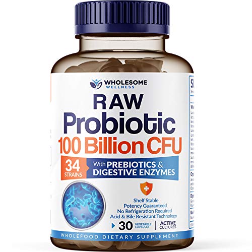 Product Cover RAW Probiotics 100 Billion CFU - Dr. Approved Probiotics for Women, Probiotics for Men and Adults, Complete Shelf Stable Probiotic Supplement with Organic Prebiotic & Digestive Enzymes; 30 Capsules