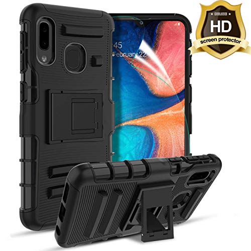 Product Cover TGOOD-Samsung Galaxy A10e Case,Galaxy A10e Phone Case with HD Screen Protector[2-Pack],[Built-in Kickstand] Heavy Duty Shockproof Full-Body Protective Armor Cover Case-Black
