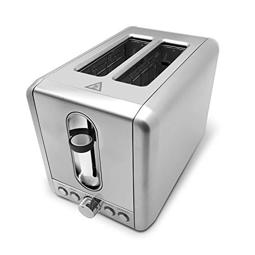 Product Cover 2 Slice Toaster Stainless Steel,Bagel Toaster - 5 Bread Shade Settings,Bagel/Defrost/Cancel Function,Extra Wide Slots, Removable Crumb Tray, Stainless Steel Grill, Suitable for Croissants,and Various Bread Types (825W, Silver)