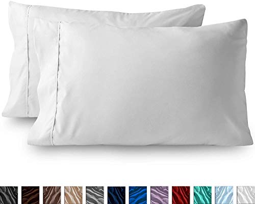 Product Cover True Linen Set of 2 Pillow Cases - 100% Cotton 400 Thread Count Premium Quality, Soft, King Pillow Covers - Easy to Wash (Pack of 2): (White,20x40inches)