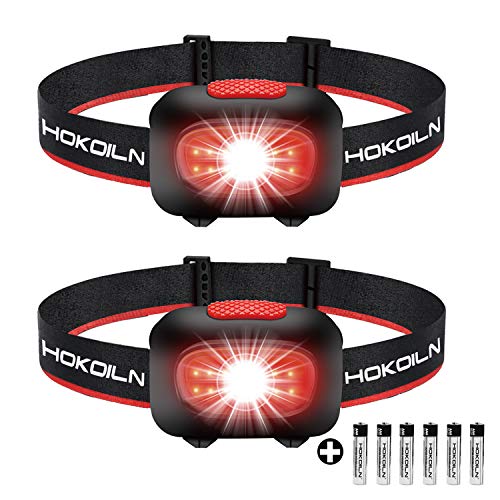 Product Cover HOKOILN LED Headlamp Flashlight 2PACK - Running, Camping and Outdoor Headlamps - 5 Modes Adjustable Head Lamp with Red COB Safety Light for Adults and Kids, 3 AAA Alkaline Batteries (Included)