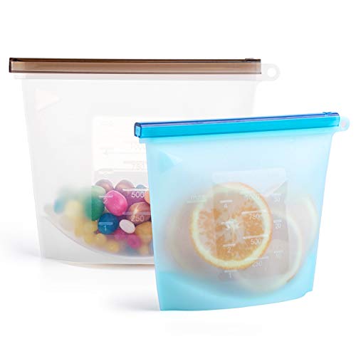 Product Cover 2 Silicone Bags Reusable Silicone Food Bag Reusable Sandwich Bags Reusable Ziplock Bags Silicone Storage