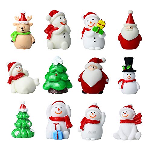 Product Cover Terrific 3D Christmas Mini Ornaments DIY Snow Globes Miniature Christmas Figurines Set with 7 Snowman, 2 Santas, 2 Christams Tree and 1 Reindeer Figures for Small Craft Projects Christmas Game Pieces
