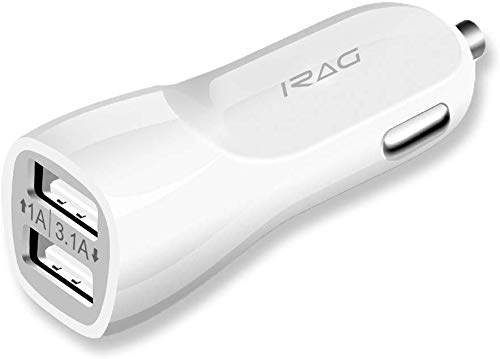 Product Cover iRAG Car Charger 3.1 AMP 2-Port USB Adapter Compatible for iPhone 11(Pro,Max) XS XR X 8 8 Plus 7 6 6S Samsung Galaxy S10 Plus S10E S9 S8 S7 Note 10 9 8 Moto LG