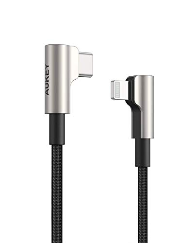Product Cover AUKEY USB C to Lightning Cable Right Angle 90 Degree 6.6ft Braided Nylon MFi-Certified Fast Charging Cable Compatible with iPhone 11 Pro/XS Max / 8 Plus and iPad Pro