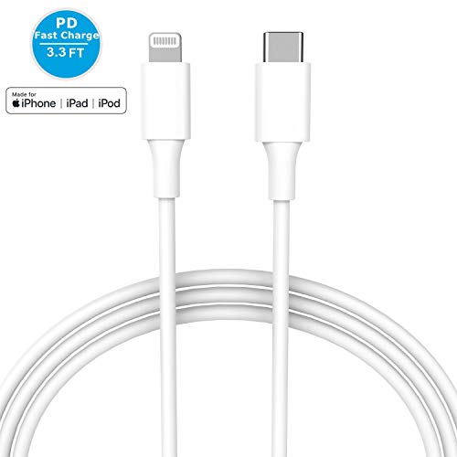 Product Cover Amoner USB C to Lightning Cable [3FT Apple MFi Certified] PD Fast Charging Cable Compatible iPhone 11/11 Pro/11 Pro Max/X/XS/XR/XS Max/8/8 Plus, Supports Power Delivery [Use USB-C Wall Charger]