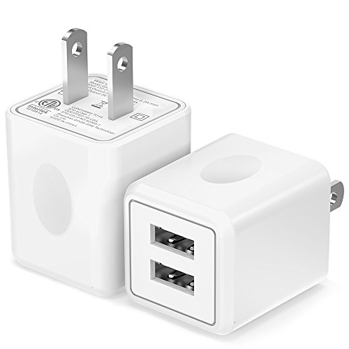 Product Cover USB Wall Charger,Moallia 2 Pack Dual Port USB Power Adapter Wall Plug Cube Compatible with iPhone Xs/XS Max/XR/X/8 Plus/8/7 Plus/7/6S/6 Plus, iPad Pro Air/Mini and More