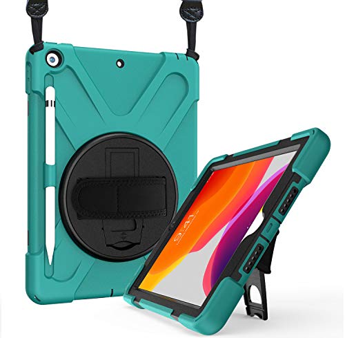 Product Cover ProCase iPad 10.2 Case 2019 7th Gen iPad Case, Rugged Heavy Duty Shockproof 360 Degree Rotatable Kickstand Protective Cover Case for iPad 7th Generation 10.2 Inch 2019 (A2197 A2198 A2200) -Teal