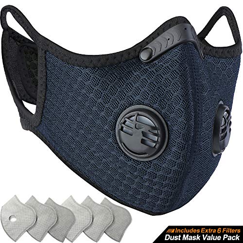 Product Cover BASE CAMP Dust Breathing Mask Activated Carbon Dustproof Mask with Extra Carbon N99 Filters for Pollen Allergy Woodworking Mowing Running Cycling Outdoor Activities (Blue)