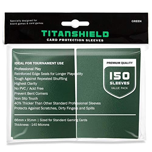 Product Cover TitanShield (150 Sleeves/Green) Standard Size Board Game Trading Card Sleeves Deck Protector for Magic The Gathering MTG, Pokemon