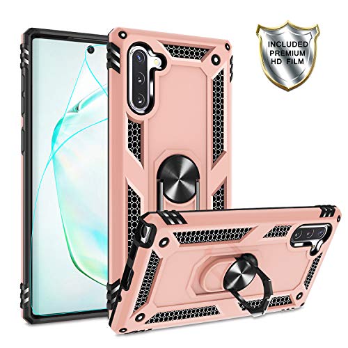 Product Cover Galaxy Note 10 Case with HD Screen Protector Ring Holder Kickstand,Gritup [Military Grade] Magnetic Car Mount Full Body Shockproof Cover Phone Case for Samsung Galaxy Note 10 Rose Gold