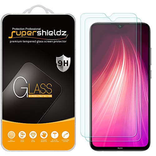 Product Cover (2 Pack) Supershieldz for Xiaomi Redmi Note 8 Tempered Glass Screen Protector, Anti Scratch, Bubble Free