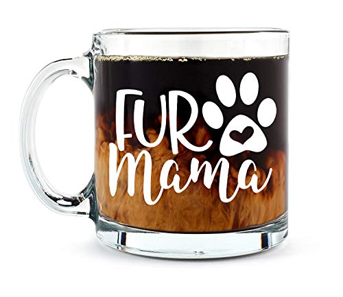 Product Cover Fur Mama Cute Cat and Dog Mom Mug- Funny Pet Coffee Mug - 13OZ Glass Coffee Mug - Mugs For Women, Boss, Friend, Employee, or Spouse - Perfect Borthday Gift - By AW Fashions