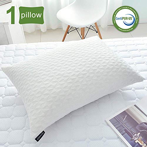 Product Cover SORMAG Adjustable Shredded Memory Foam Pillows for Sleeping (1 Pack), Bamboo Cooling Bed Pillows Neck Support for Back, Stomach, Side Sleepers-Queen Size