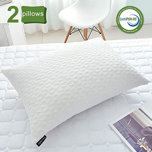 Product Cover SORMAG Adjustable Shredded Memory Foam Pillows for Sleeping (2 Pack), Bamboo Cooling Bed Pillows Neck Support for Back, Stomach, Side Sleepers-Queen Size