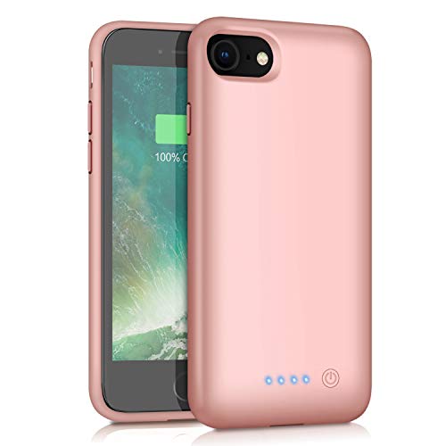 Product Cover QTshine Battery Case for iPhone 6/6s/7/8, Upgraded [6000mAh] Protective Portable Charging Case Rechargeable Extended Battery Pack for Apple iPhone 6/6s/7/8 (4.7') - Rose Gold