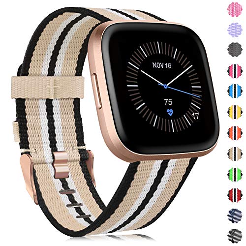 Product Cover findway Compatible with Fitbit Versa/Fitbit Versa 2/Fitbit Versa Lite Bands,Versa Accessories for Women Men Breathable Woven Fabric Strap Adjustable Wristband for Fitbit Versa/Versa 2/Versa Lite