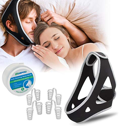 Product Cover Stop Snoring Chin Strap with 4 Set Nasal Dilators, Effective Snoring Solution Anti Snoring Nose Vent Snore Reduction Snore Relief Mouth Breathers Sleep Aid Devices Snore Stopper for Men Women Kids