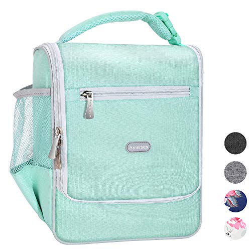Product Cover Amersun Insulated Lunch Box,Spacious Stylish Lunch Bag Cooler Tote Sturdy Snack Organizer with Multi-pocket for Kids Women Adult Girls School Office Picnic Work Bento Box(Spill-resistant,Light Blue)