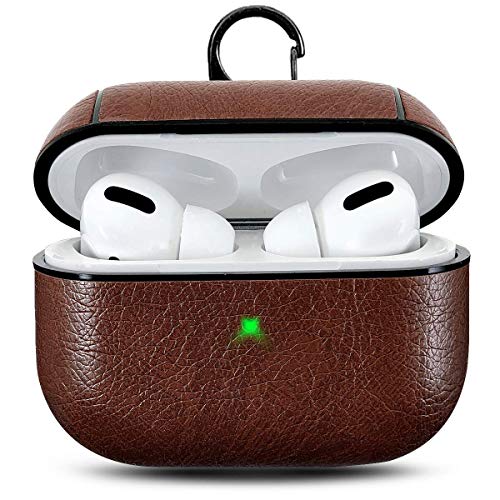 Product Cover Blast Inn Leather Skin Fit Vintage Matte Leather Hook Case Cover Compatible with Apple Airpods Pro - Dark Brown