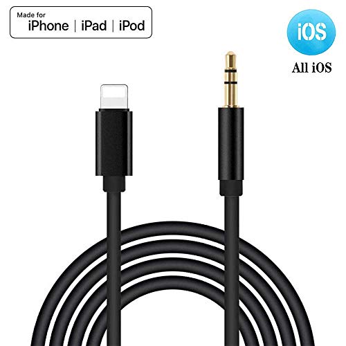 Product Cover (Apple MFI Certified) Aux Cord for Car,Lightning to 3.5mm Aux Cable Compatible with iPhone7/7P/8/8P/X/XR/XS MAX/11/11Pro Adapter Cable to Car Stereo/Home/Headphone/Speaker Support All iOS-Black