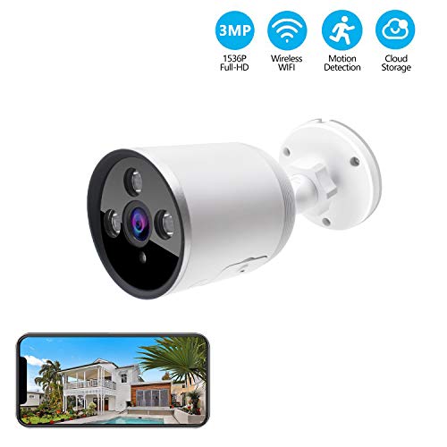 Product Cover Outdoor WiFi Security Camera, 3MP 1536P Night Vision Security Camera with Two-Way Audio,Cloud Storage, IP66 Waterproof, Motion Detection, Activity Alert, Deterrent Alarm (Only 2.4G WiFi)