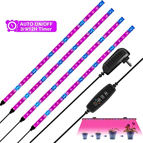 Product Cover HRDJ LED Grow Light Strips, 4Pcs 1.6ft/Strip Plant Light for Indoor Plants Auto ON&Off with 3/9/12H Timer,10 Dimmable Levels, 24W Flexible Soft Plant Grow Light for Indoor Plants,Plant Growing
