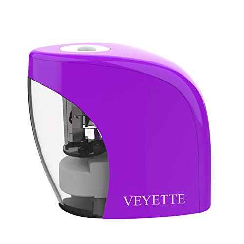 Product Cover Pencil Sharpener, VEYETTE Purple Electric Pencil Sharpener for No.2 Pencils and Colored Pencils, USB Cord Included, Perfect for Classroom and Home Use