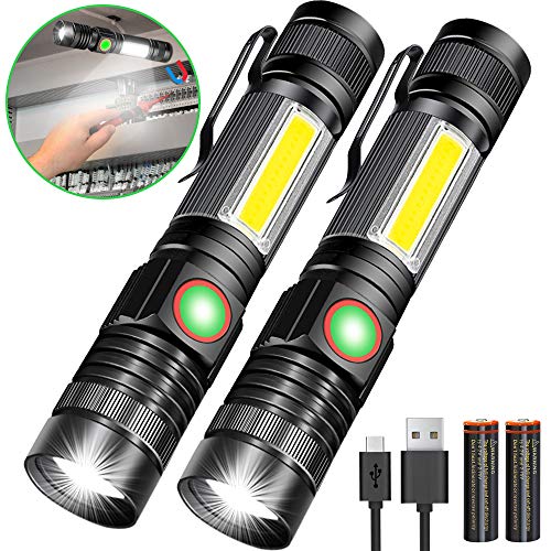 Product Cover USB Rechargeable Flashlight, Magnetic Flashlights With COB Flash Light Include Battery - 4 Models, Zomable, Water Resistant, Vnina LED Tactical Flashlight High lumen for Indoor & Ourdoor use