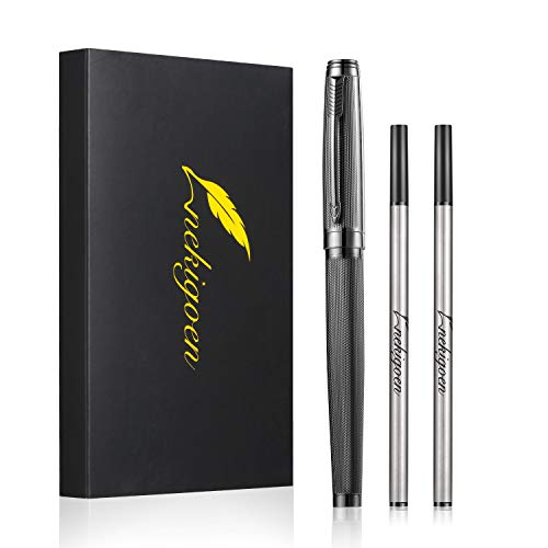 Product Cover Nekigoen Rollerball Pen for Men Women Executive Home Office Use, with Gift Box and 2 Extra Refills Black Ink 0.7mm G2 (Gray)