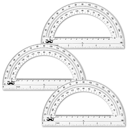 Product Cover Mr. Pen- Protractor, 6 Inch Protractor, Pack of 3, Protractor Ruler, Drafting Tools, Protractor for Kids, Protractors Classroom Set, Large Protractor, Protactor 6 Inch, Math Geometry, School Supplies