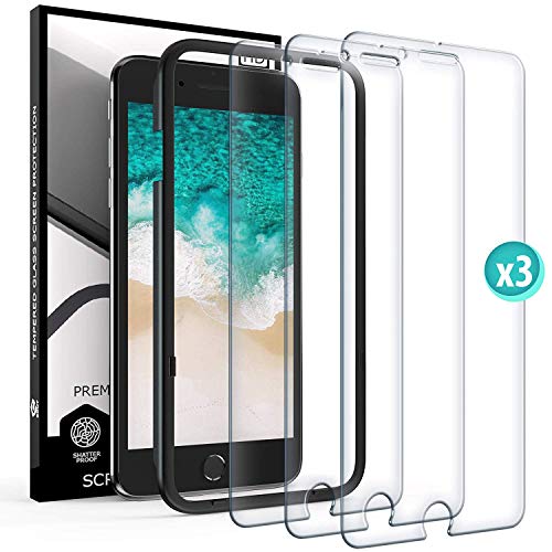 Product Cover Screen Protector for iPhone 6S - iPhone 8 - iPhone 7 - iPhone 6 - Film Tempered Glass Scratch Resistant Impact Shield Glass Case Friendly Anti Fingerprint