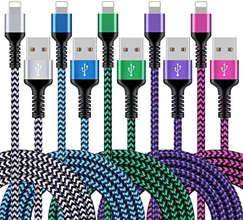 Product Cover iPhone Charger [5Pack/6.6ft], Long Braided Lightning Cables, Fast Charging Power Charger Cords for iPhone 11/11 Pro/11Pro Max/XS/XR/8/7/6S Plus, iPad mini/2/3/4, Pro Air2/3/4th gen, iPod Touch Charger