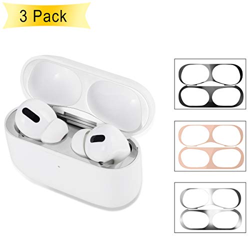 Product Cover EloBeth Dust Guard Compatible with AirPods Pro Case Dust Guard Sticker Protect from Iron Metal Shavings for AirPods 3rd Dust Proof Film Accessories (3 Color Set)