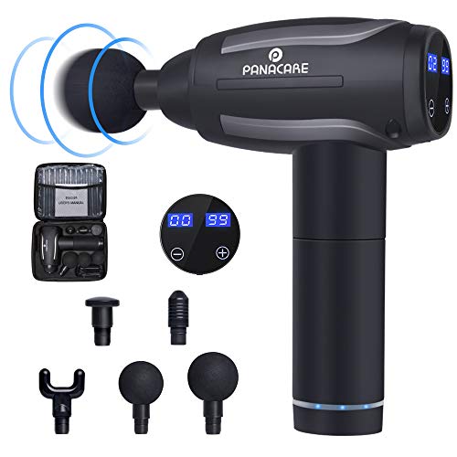 Product Cover Massage Gun, Panacare Rechargeable Massage Gun, Cordless Massage Gun for Athletes,Muscle Deep Relaxation,Deep Tissue Percussion Muscle Massager with 6 Massage Heads,Black
