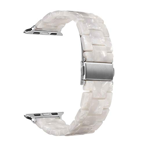 Product Cover MAIRUI Compatible with Apple Watch Band 40mm 38mm, Series 4/5 Slim Resin Bracelet Wristband Lightweight Strap Replacement for iWatch Series 5/4/3/2/1, Sport/Edition (Cream Marble)