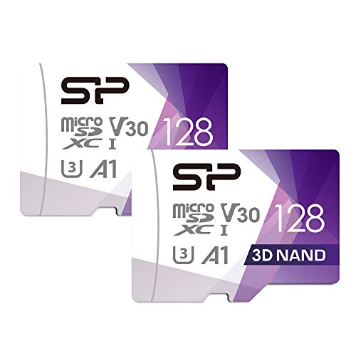 Product Cover Silicon Power 128GB 2-Pack R/W up to 100/ 80MB/s Superior Pro Micro SDXC UHS-I (U3), V30 4K A1, High Speed MicroSD Card with Adapter