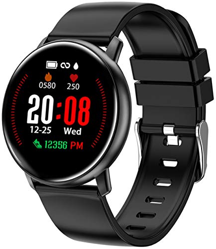 Product Cover Smart Watch for Android iOS Phones, Sport Fitness Tracker Pedometer Watch with Heart Rate Monitor for Women Men and Kids, Sleep Monitor, Calorie Counter, IP68 Waterproof, Color Touch Screen, Black
