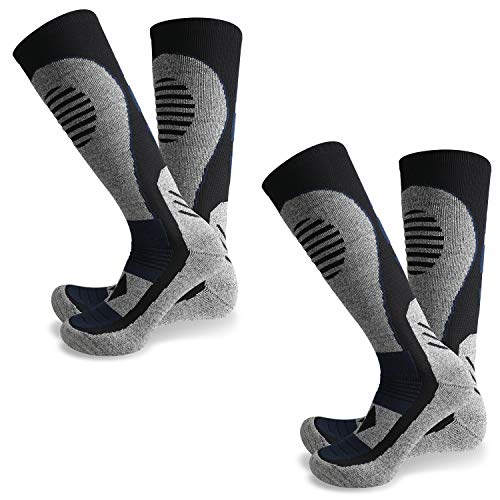 Product Cover Zacro 2 Pair Ski Socks for Men - Thicken and Lengthen Outdoor Skiing Socks, Snowboard Socks for Skiing or Snowboarding, Size: US7.5-9 (Navy)