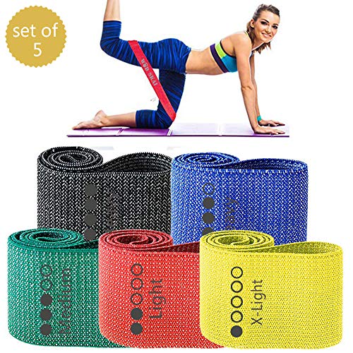 Product Cover WODSKAI Fabric Resistance Bands for Legs and Butt, 5 Pack Non Slip Loop Exercise Bands, Booty Workout Bands for Squat, Glute, Hip, Thigh Workout