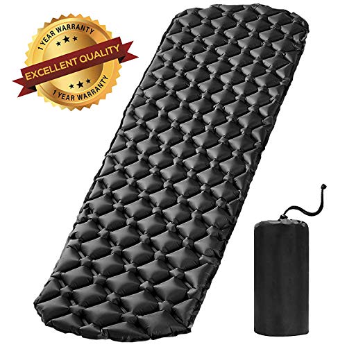 Product Cover Furthertry Camping Sleeping Pad, Ultralight Camping Pad for Backpacking,Travelling and Hiking Self-Inflating Camping Pad, Camp Mattress, Compact Ultralight Hiking Pad-Black