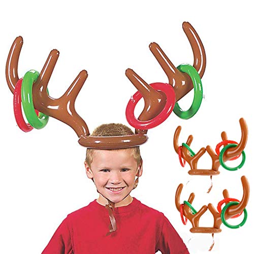 Product Cover Christmas Inflatable Reindeer Antler Ring Toss Christmas Party Games for Kids Adults 2Pack