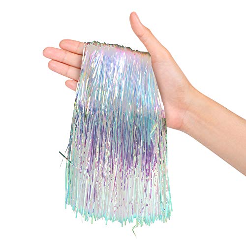 Product Cover Christmas Tree Decorations Iridescent Tinsel Foil Fringe Icicles Pack of 2000 Strands for Home Holiday Decor Easter Basket Filler Centerpieces Bachelorette Quinceanera Birthday Graduation Supplies