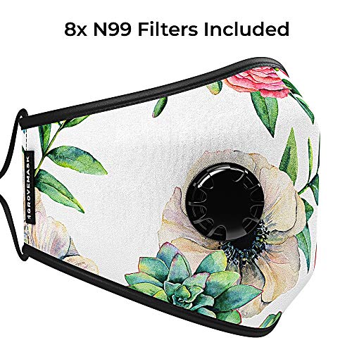 Product Cover Grove Mask Air Filter Mask w/ 8 N99 Carbon Filters - Washable Anti Pollution Dust Face Mask - Reusable PM2.5 Mask for Pollen, Smoke and Allergies (Floral)