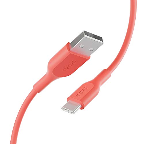 Product Cover USB-C Cable by Playa (USB to USB-C Cable, USB Type-C Cable for Note10, S10, Pixel 3, iPad Pro, Nintendo Switch and More) (Living Coral, 3 ft.)